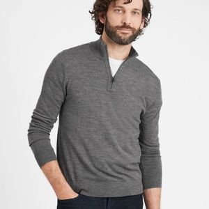 Banana Republic Grey Merino Half Zip Sweater L large tall